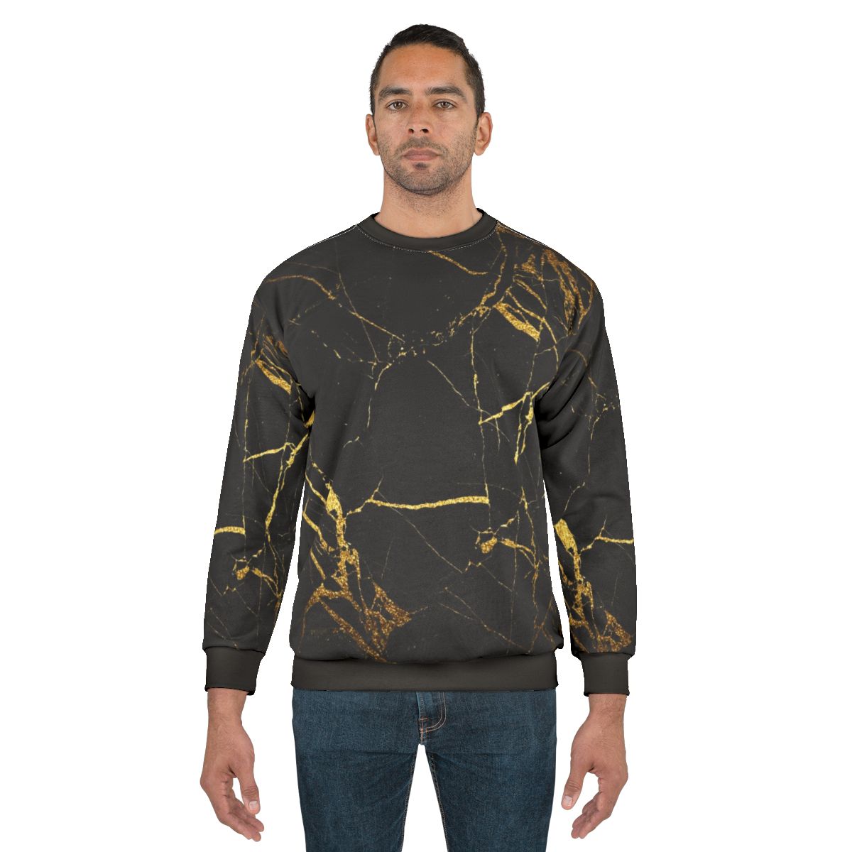 Stylish Black Gold Marble Sweatshirt