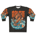 Black sweatshirt with anime-style ramen dragon design