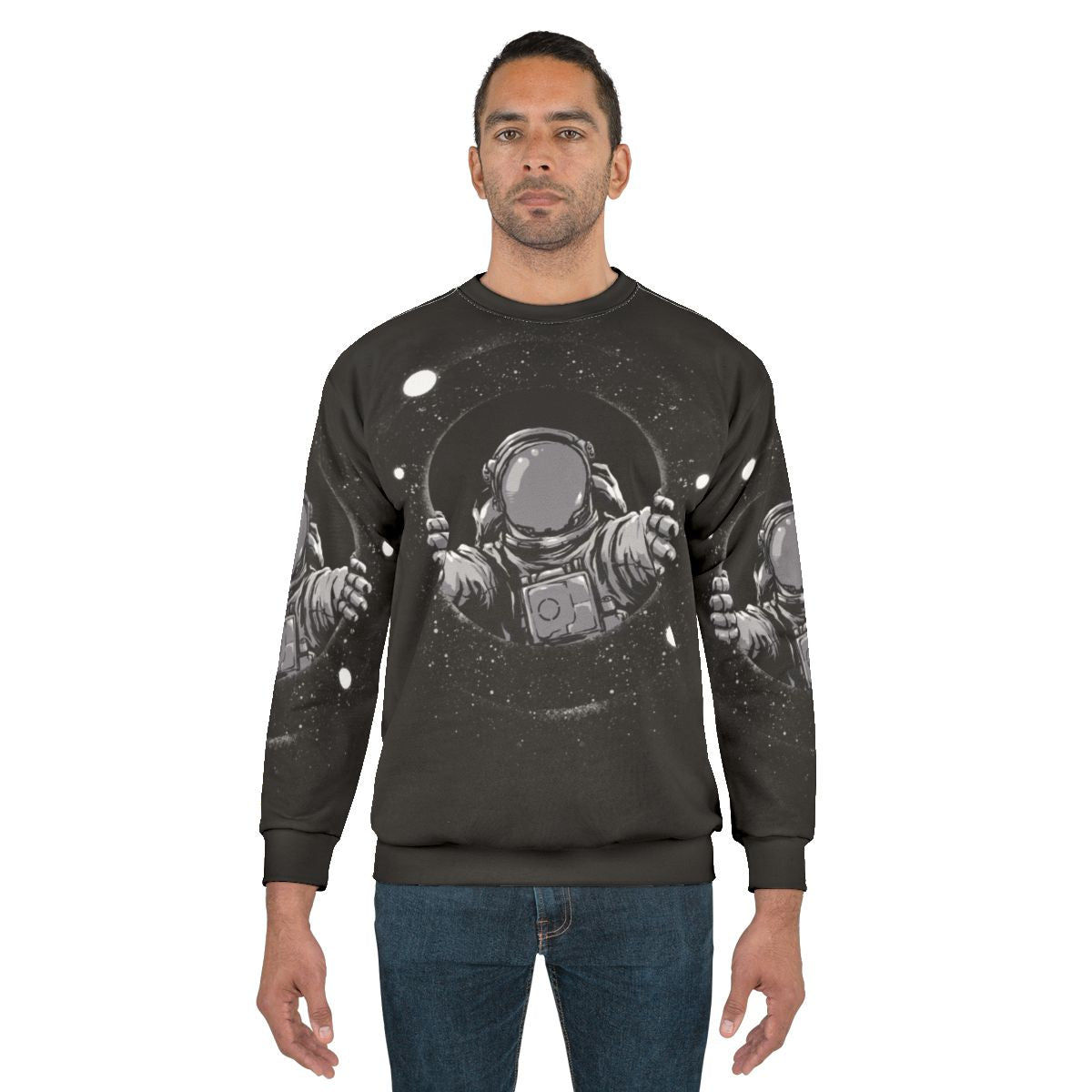 Black Hole Sweatshirt with Galaxy Pattern