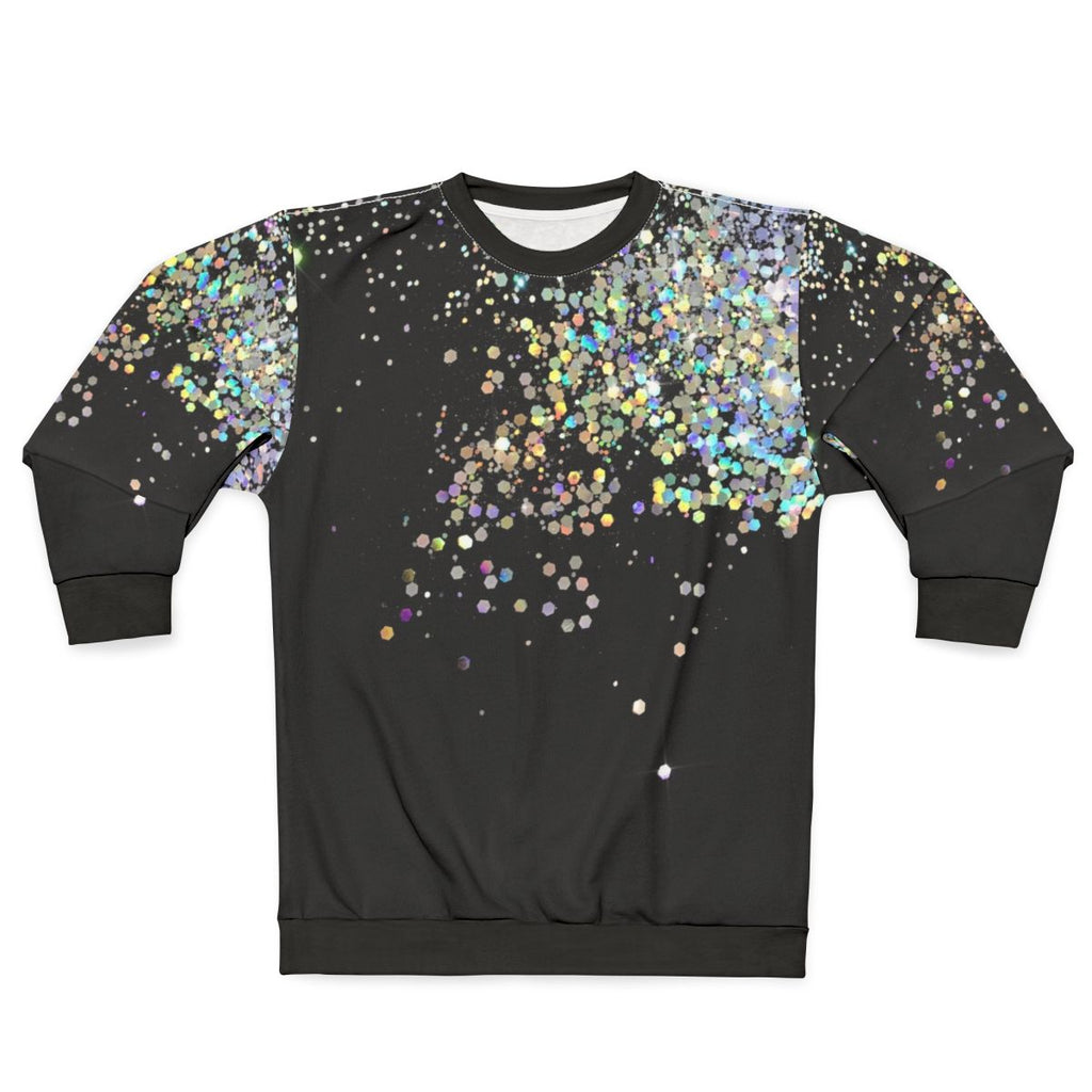 Black holographic sparkle sweatshirt for modern, trendy fashion