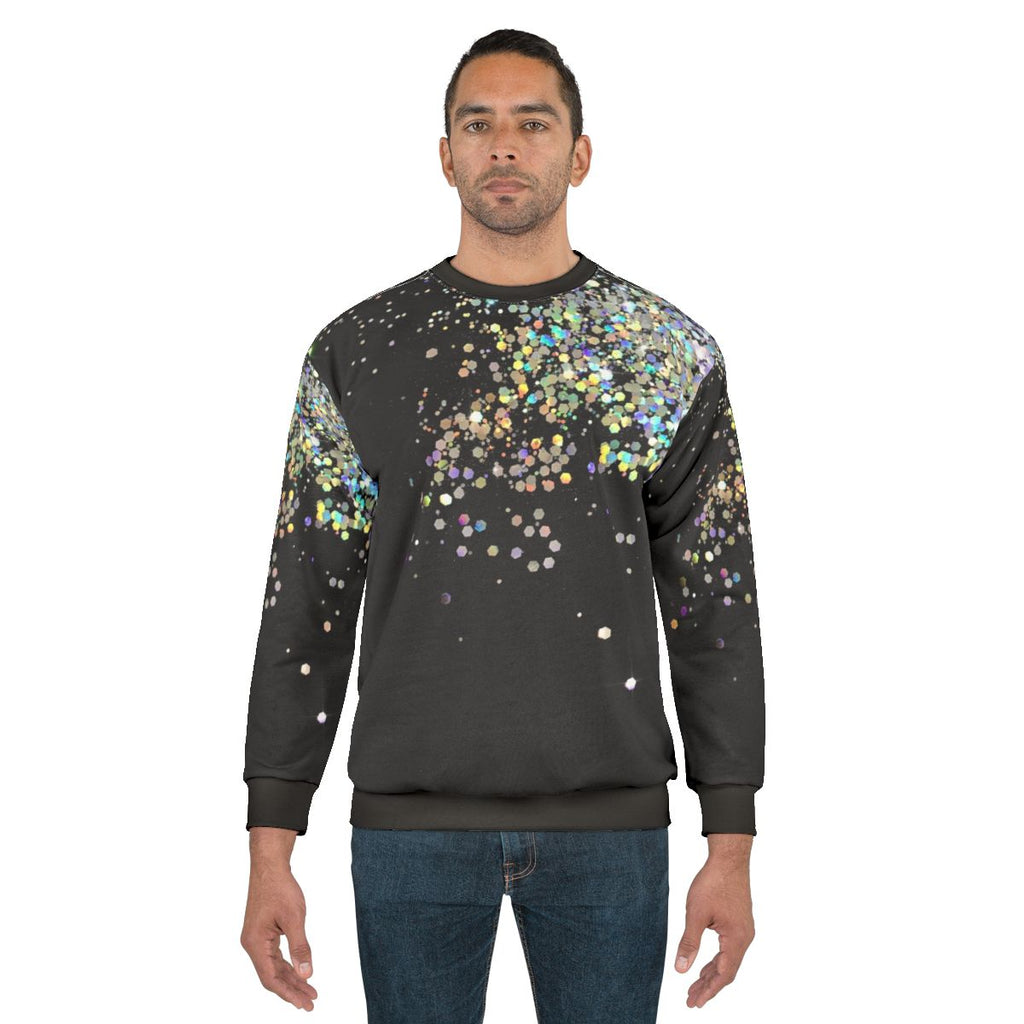 Black holographic sparkle sweatshirt for modern, trendy fashion