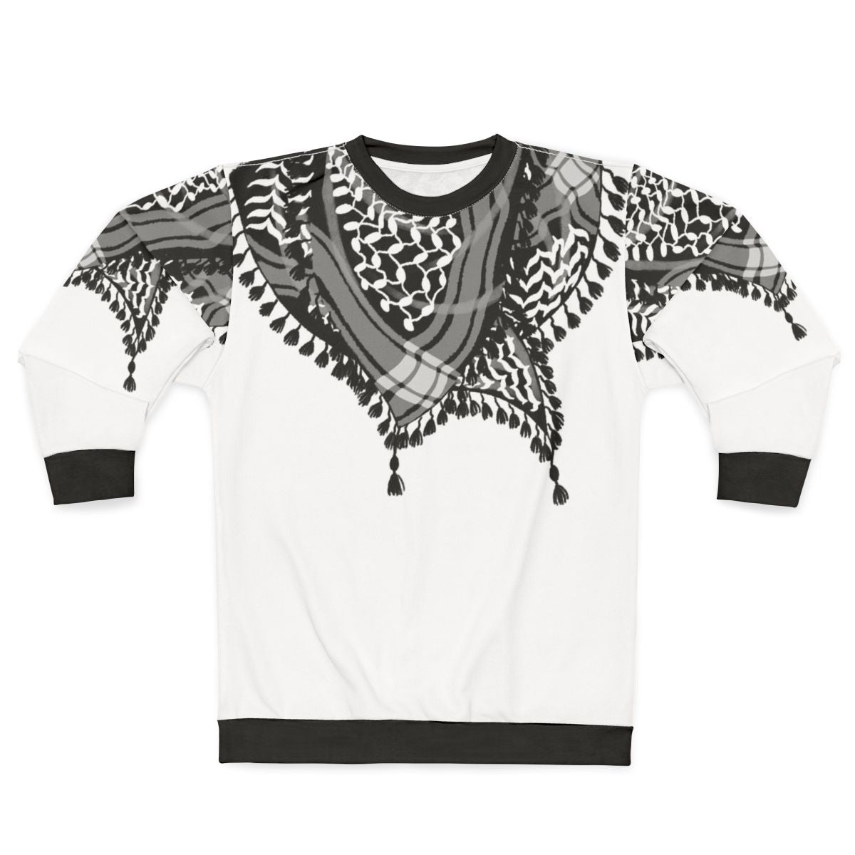 Black and white keffiyeh pattern sweatshirt