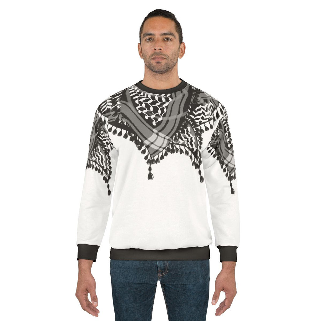 Black and white keffiyeh pattern sweatshirt