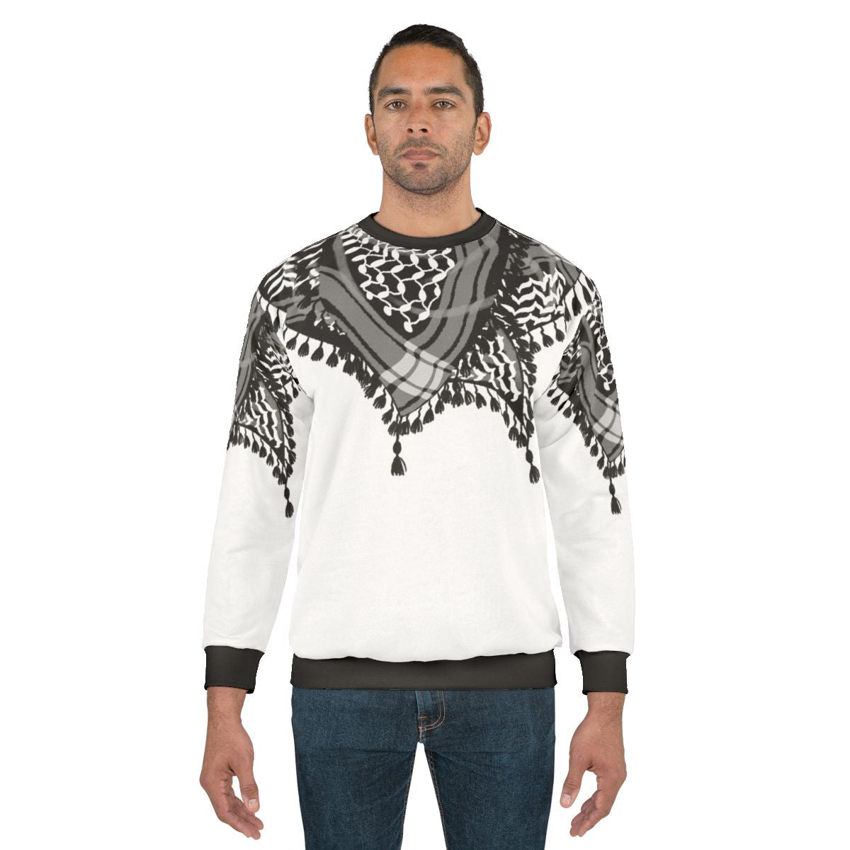 Black and white keffiyeh pattern sweatshirt