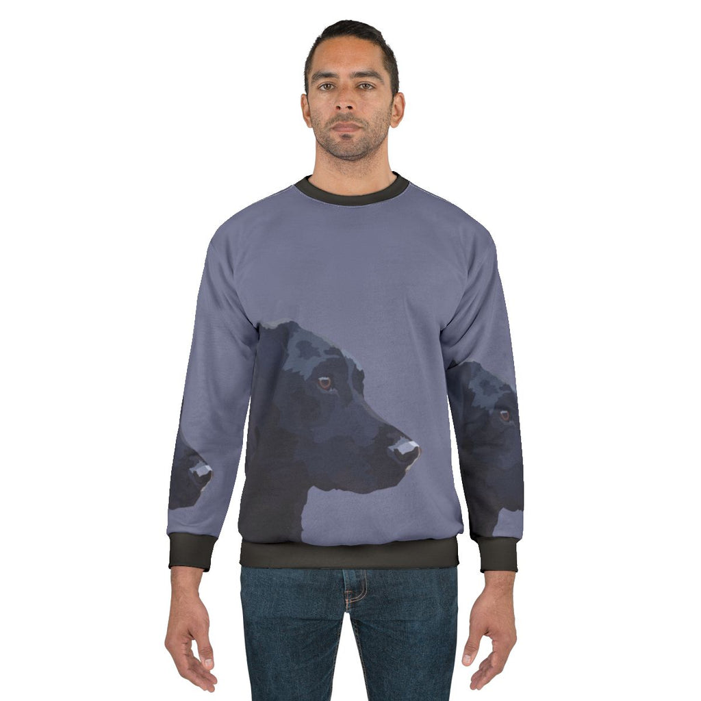 Black Labrador Wearing a Comfortable Sweatshirt