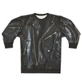Leather Biker Sweatshirt in Black