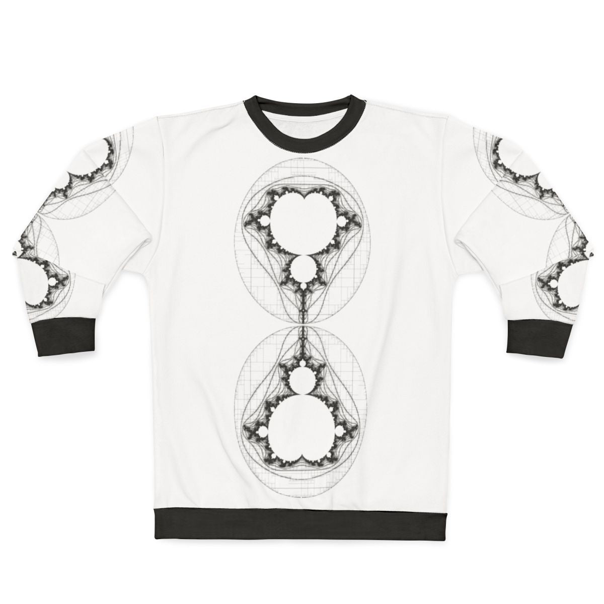 Black linear Mandelbrot fractal sweatshirt