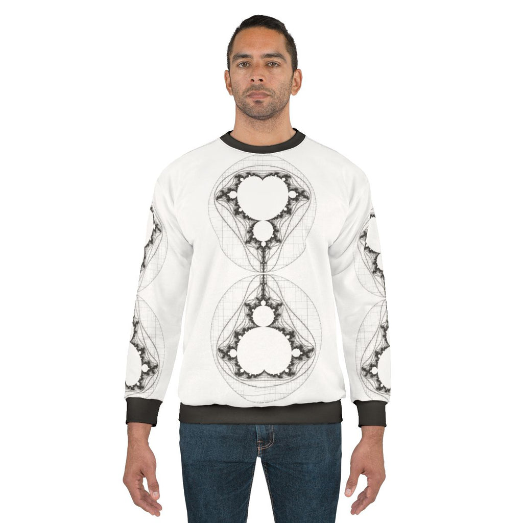 Black linear Mandelbrot fractal sweatshirt