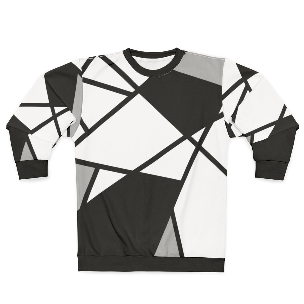 Black sweatshirt with modern geometric and abstract pattern design