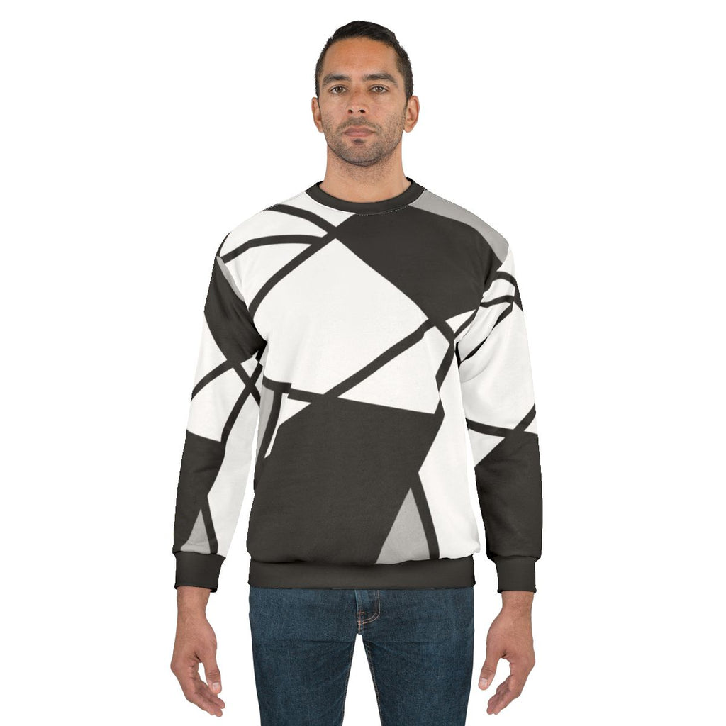 Black sweatshirt with modern geometric and abstract pattern design