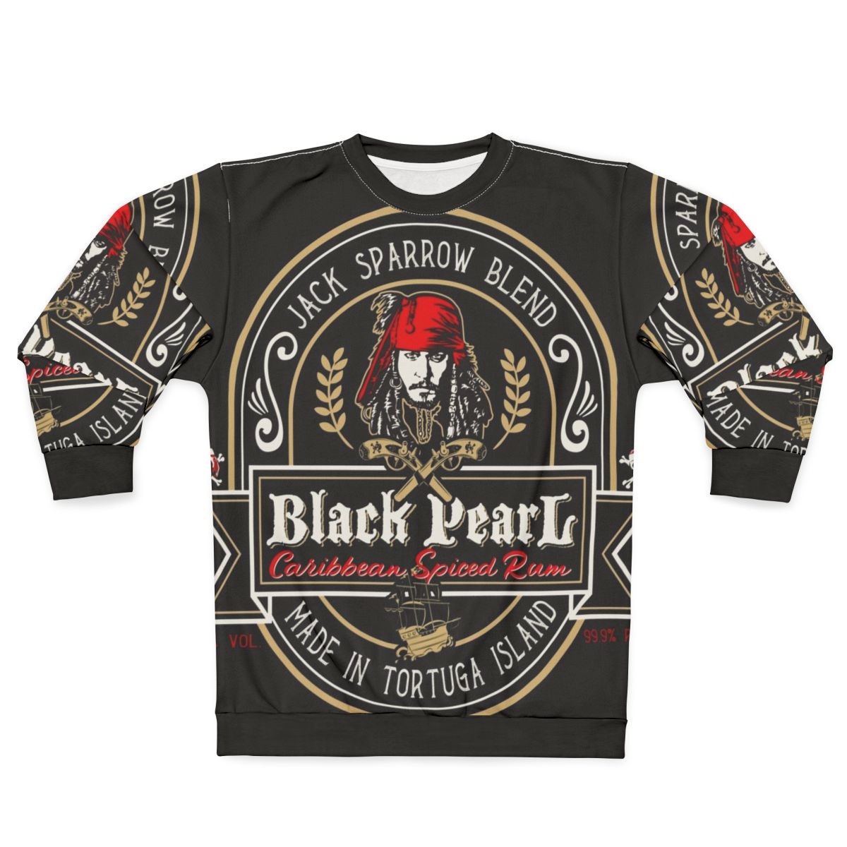 Black rum sweatshirt with pirate graphics