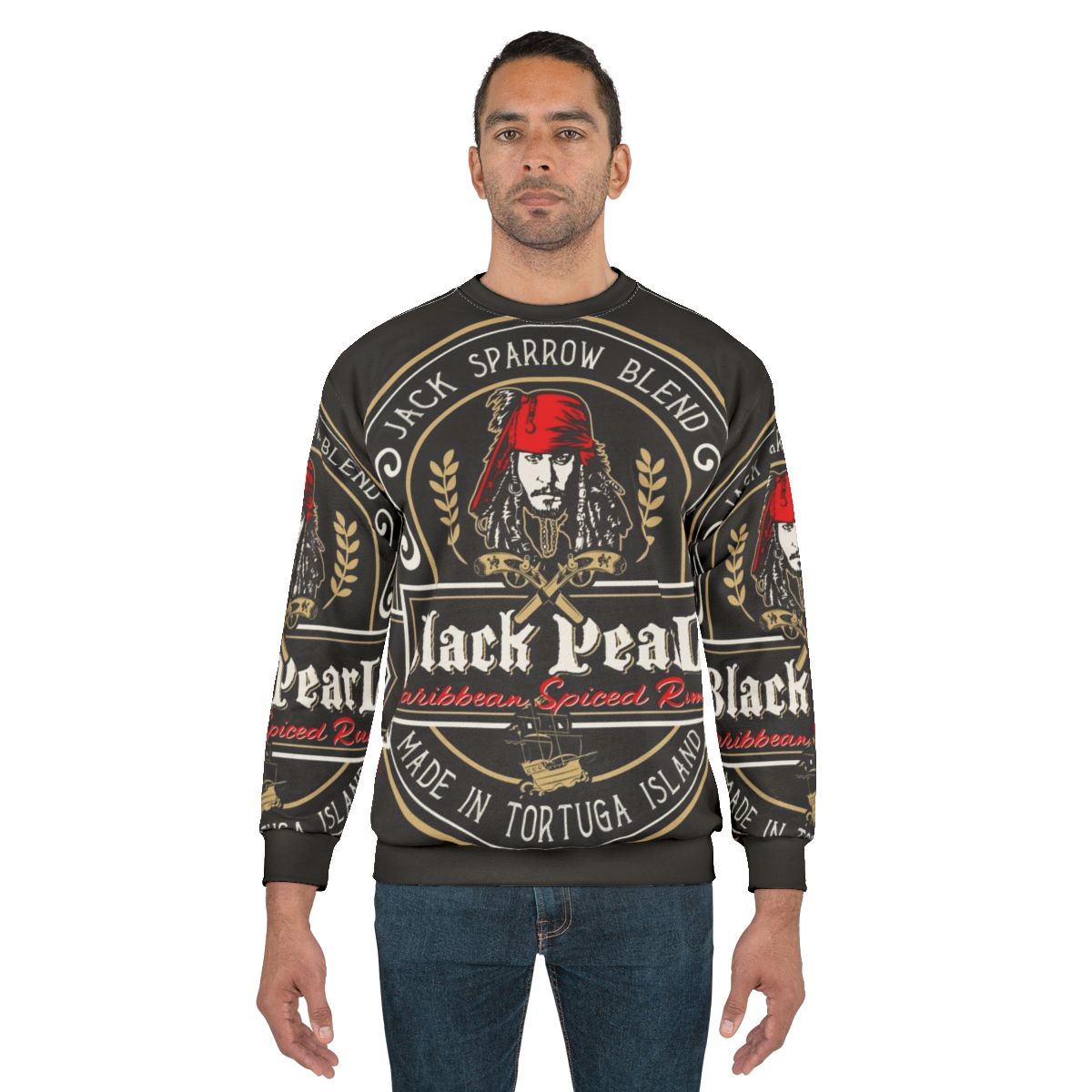 Black rum sweatshirt with pirate graphics