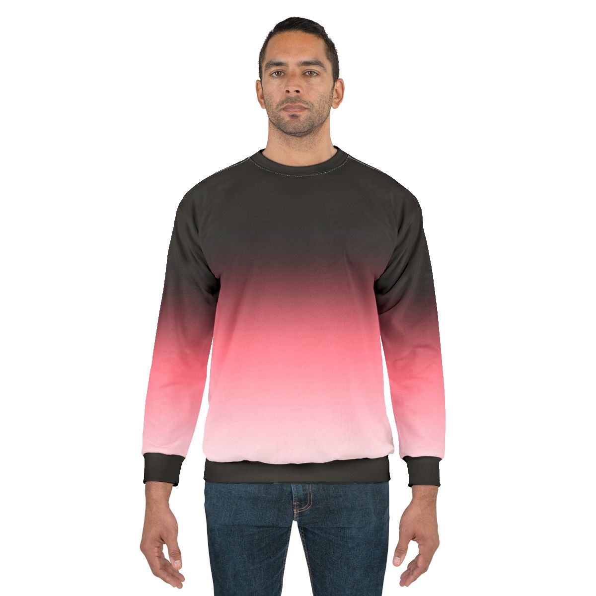 Ombre dip dye black pink white gradient pattern sweatshirt
