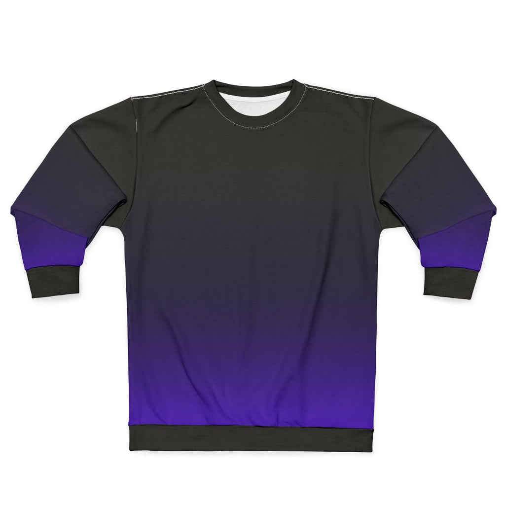 Black and purple gradient sweatshirt with a minimalist celestial design