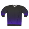Black and purple gradient sweatshirt with a minimalist celestial design