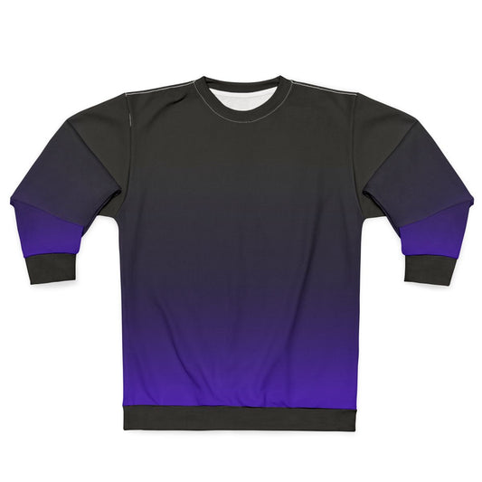 Black and purple gradient sweatshirt with a minimalist celestial design