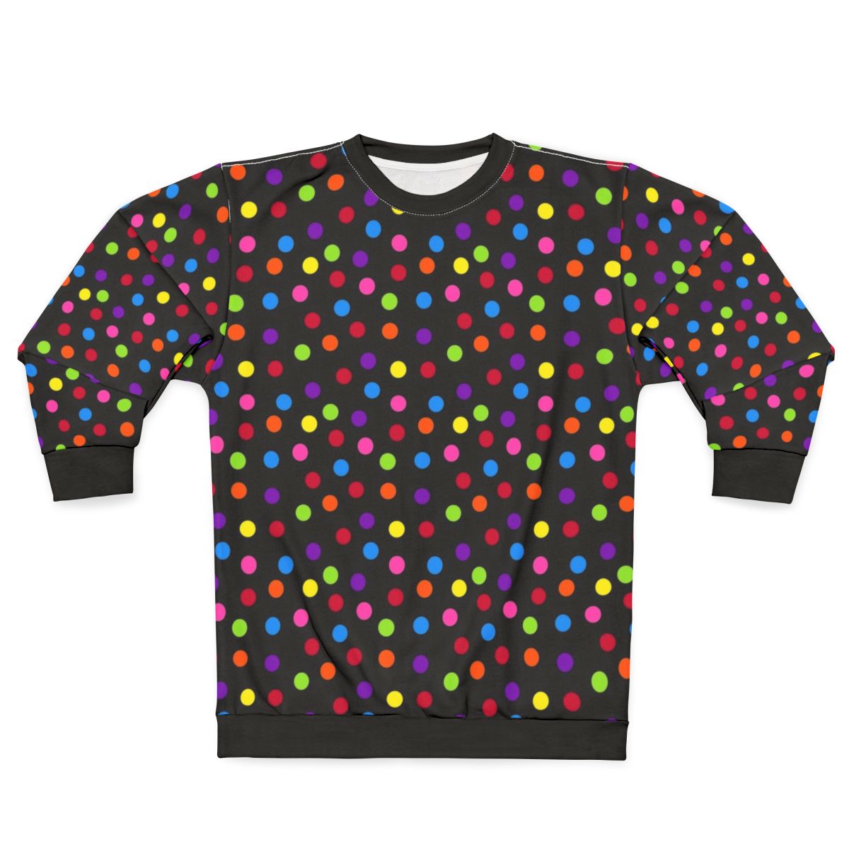Black rainbow multi color confetti polka dot sweatshirt
