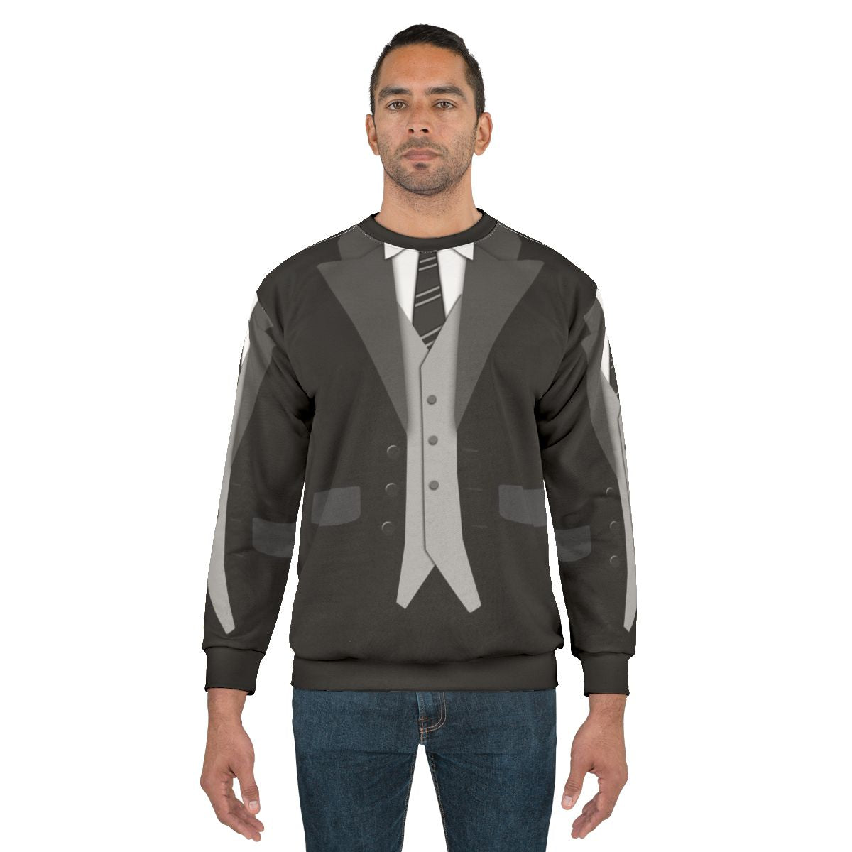 Black suit tie and vest sweatshirt for formal events and weddings