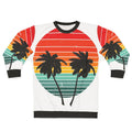 Black summer sweatshirt with vivid tropical palm tree design