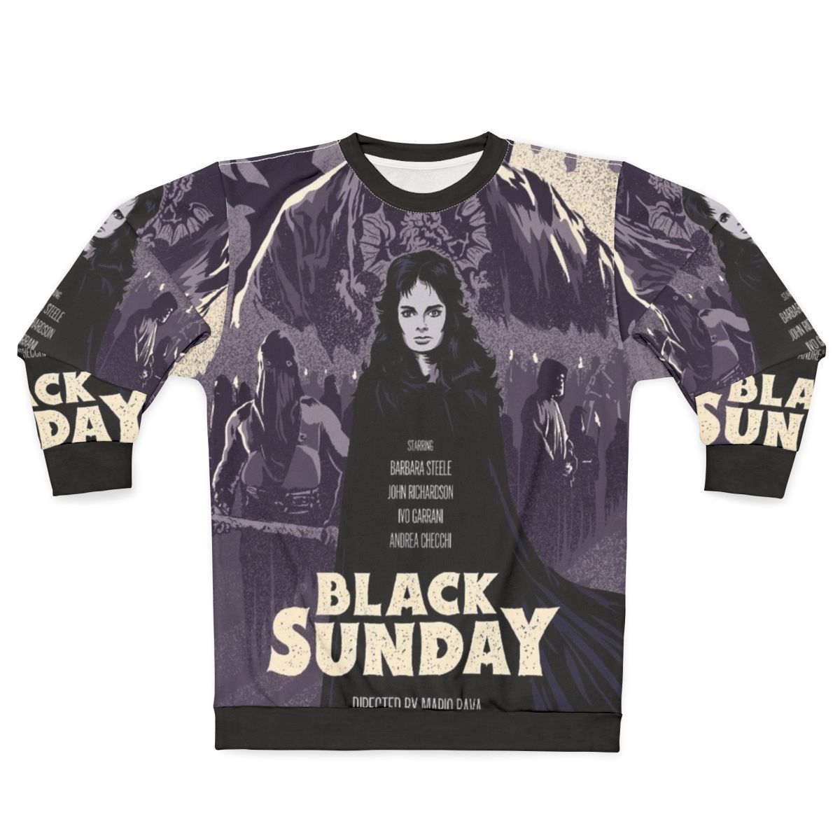 Black Sunday Horror Sweatshirt with Italian Gothic Horror Imagery