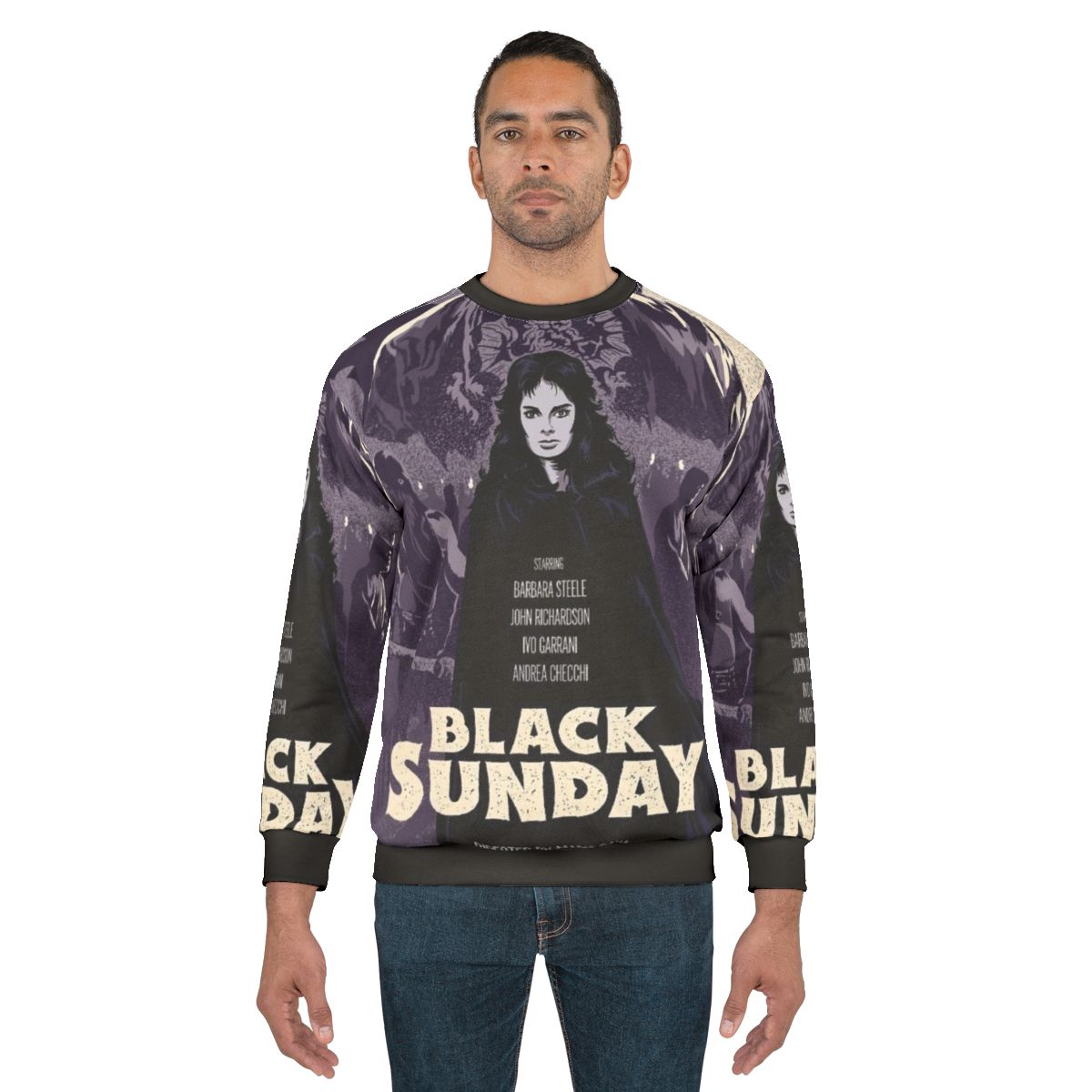 Black Sunday Horror Sweatshirt with Italian Gothic Horror Imagery