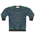 Black teal aqua protea doodle pattern sweatshirt