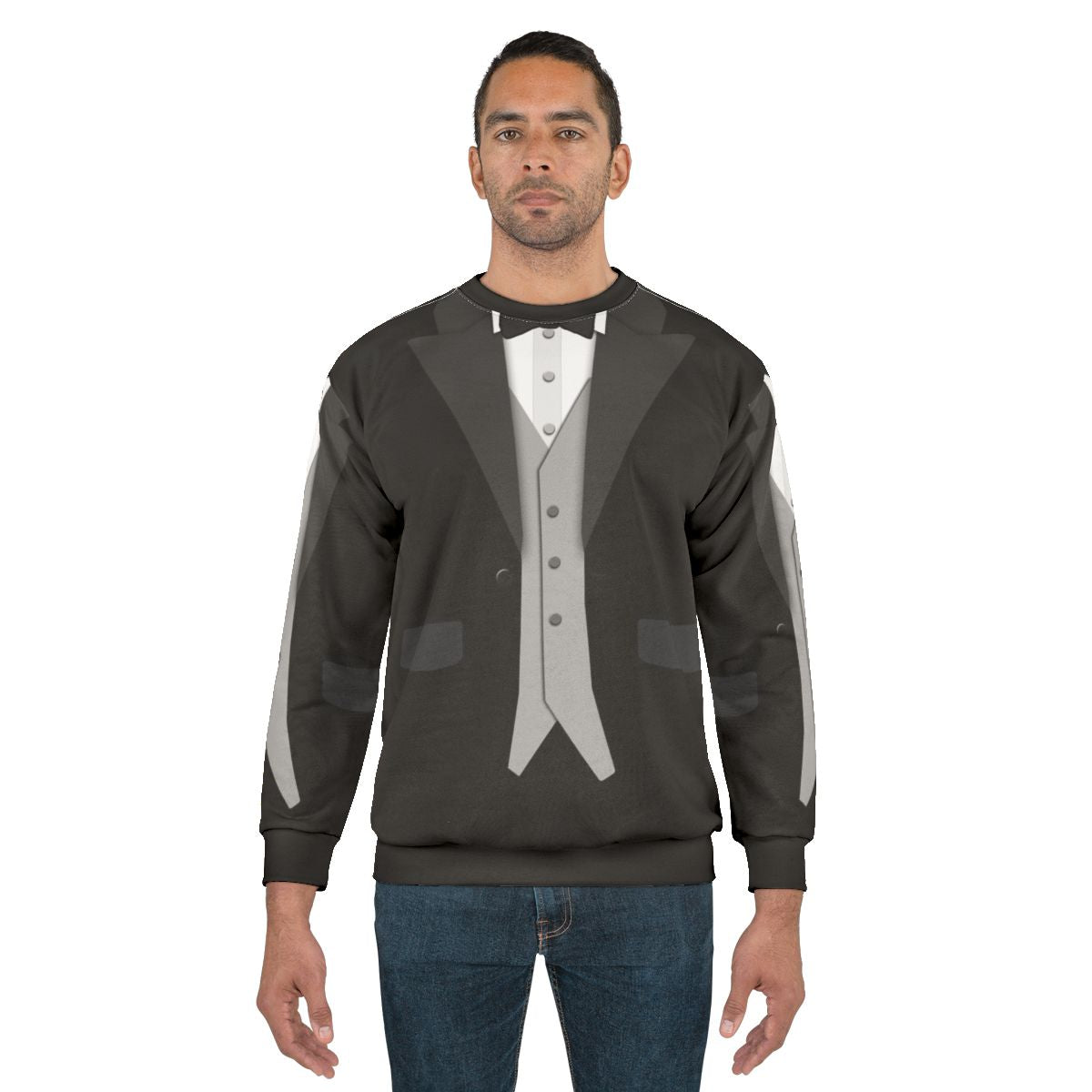 Black tuxedo bowtie formal sweatshirt