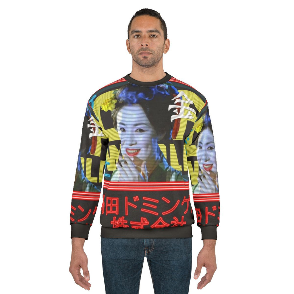Blade Runner-inspired futuristic neon sweatshirt