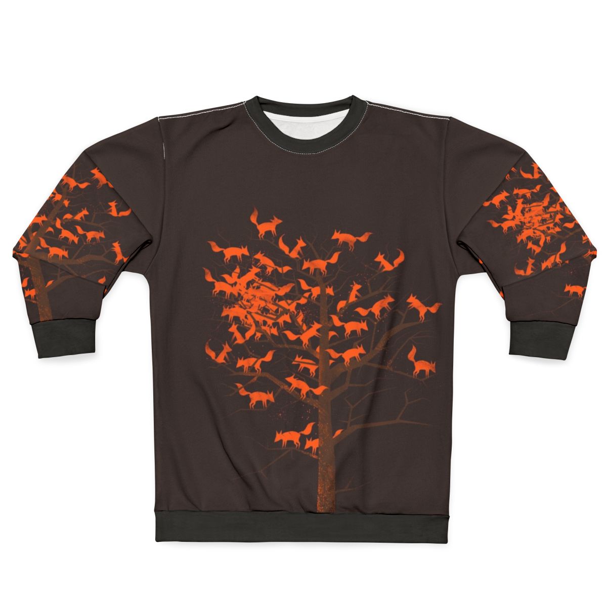 Blazing fox tree sweatshirt with nature and woodland pattern