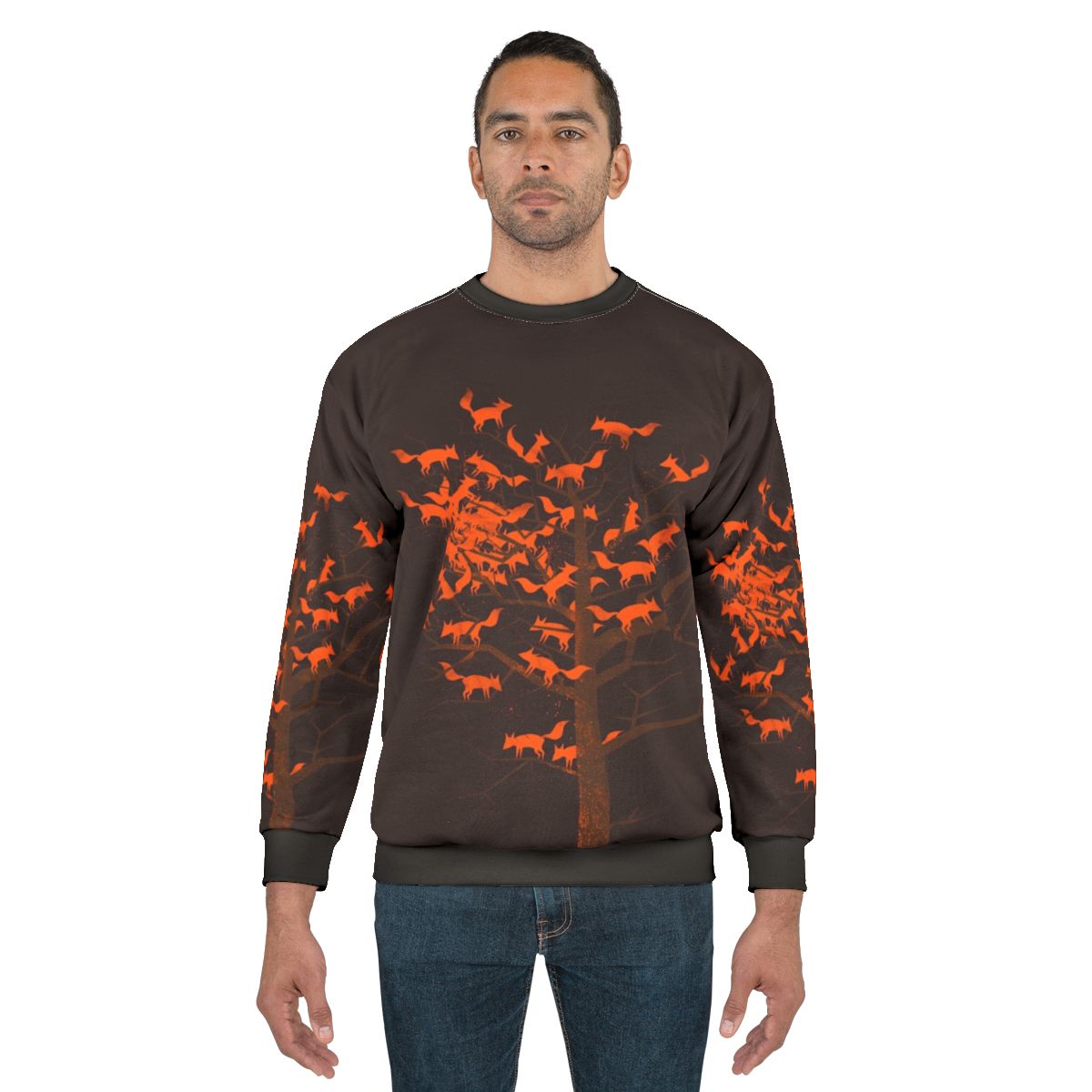 Blazing fox tree sweatshirt with nature and woodland pattern