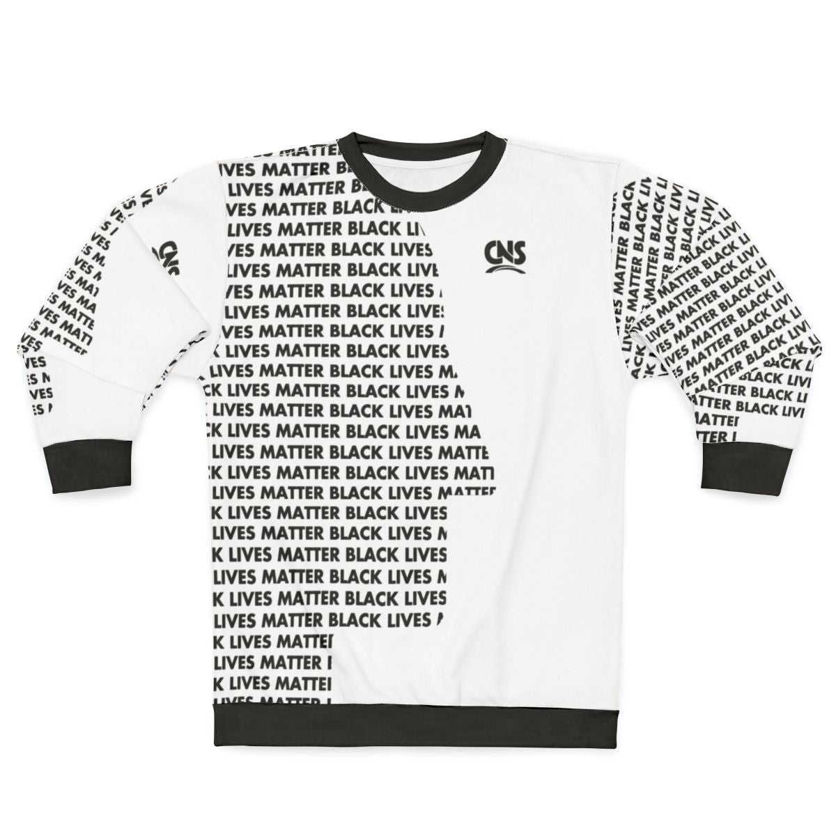 Black lives matter graphic on a white sweatshirt