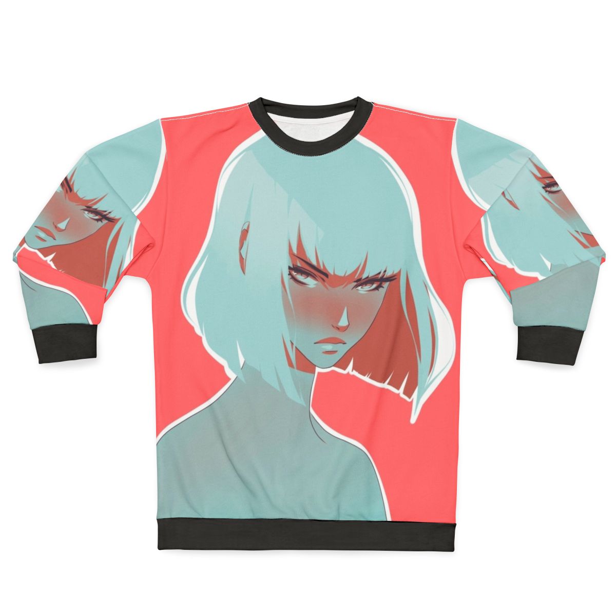 Blood orange sweatshirt with a vibrant portrait design