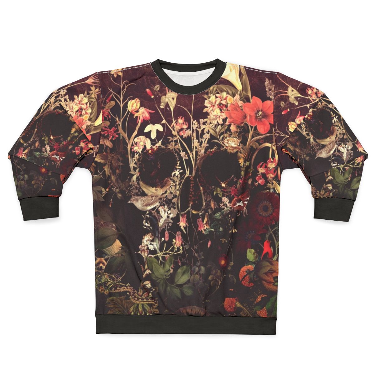 Bloom Skull Sweatshirt with Floral Gothic Skull Art