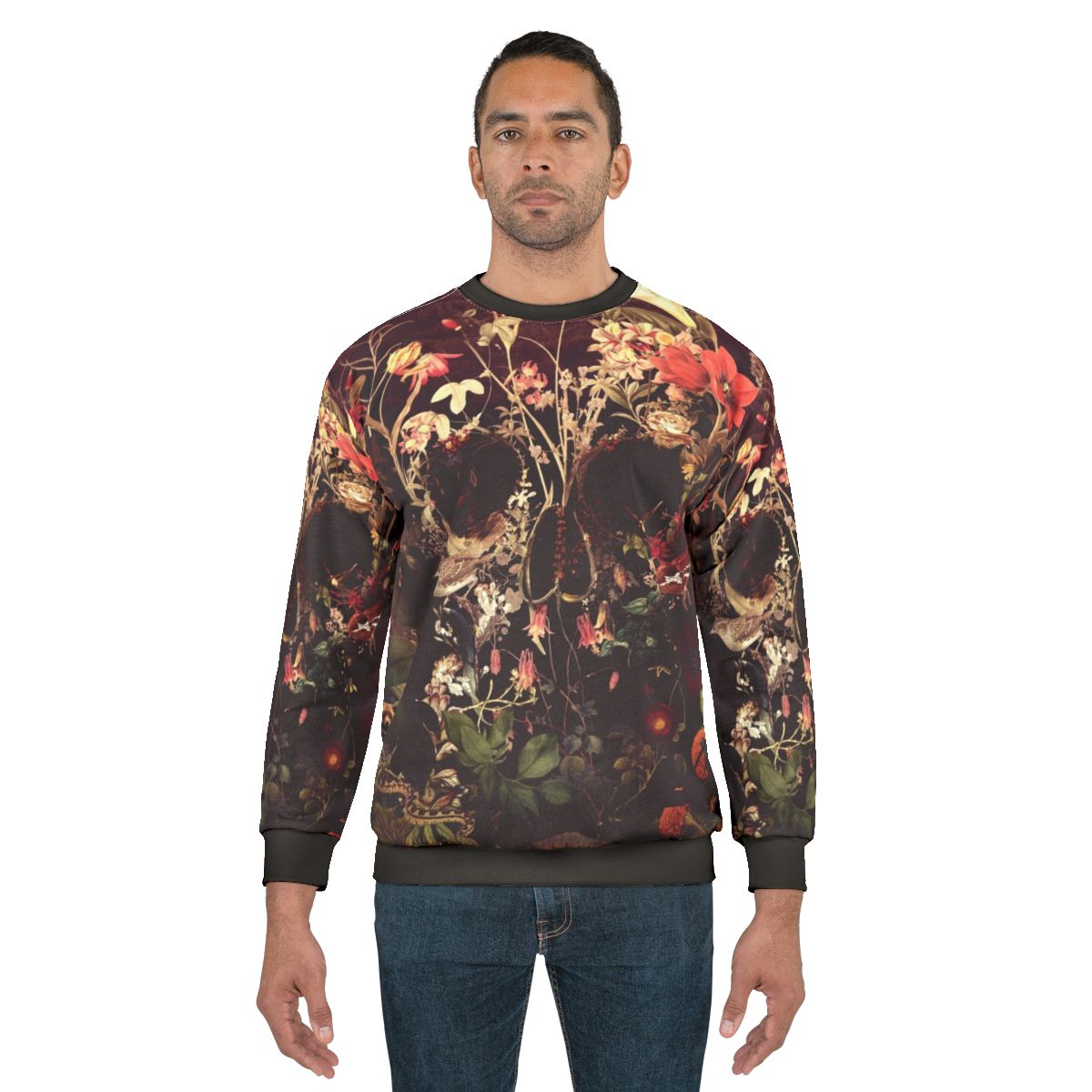 Bloom Skull Sweatshirt with Floral Gothic Skull Art
