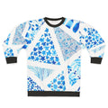 Blue abstract pattern sweatshirt with nature-inspired design