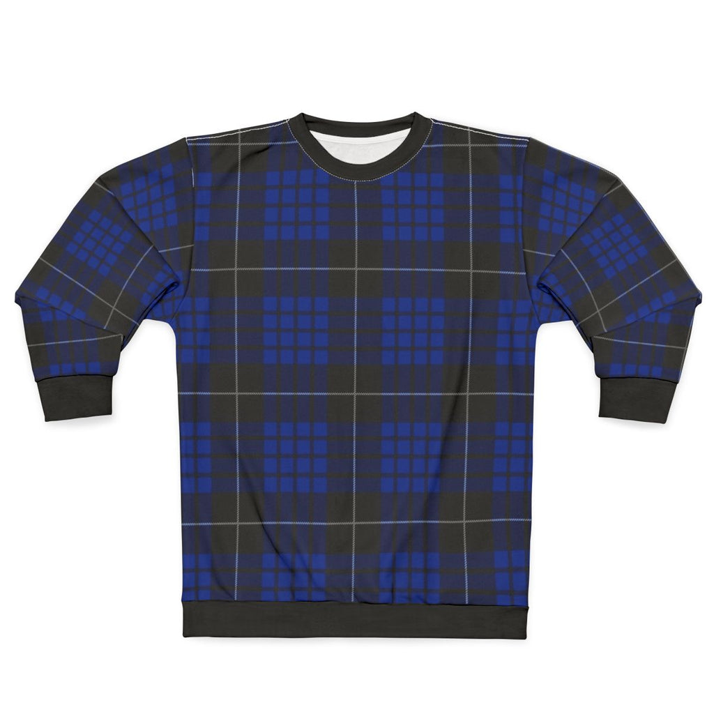 Plaid and tartan pattern sweatshirt with Scottish clan design