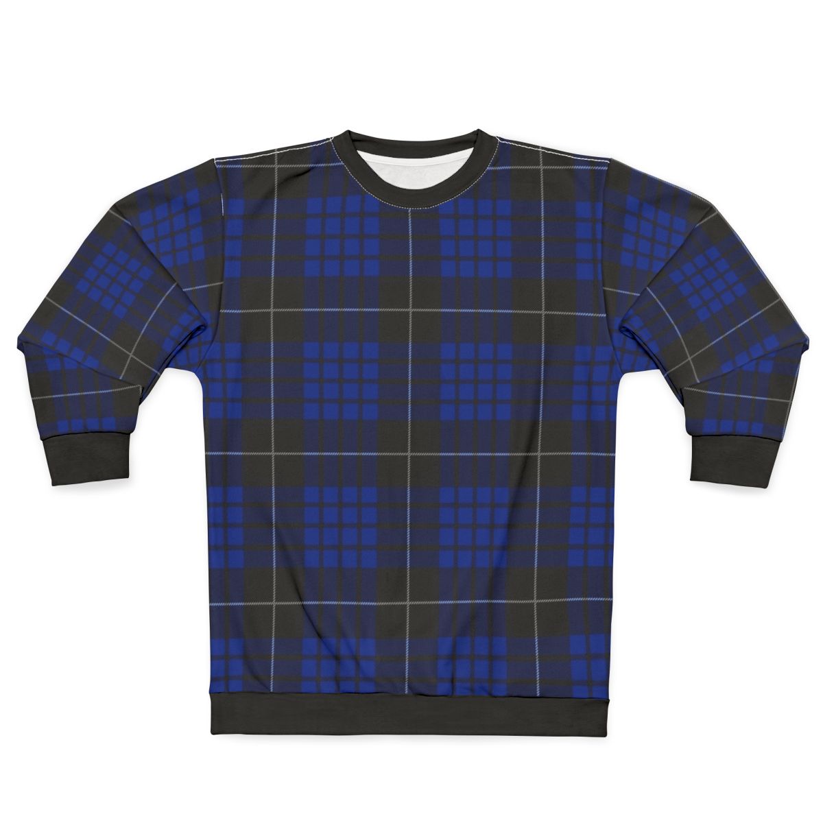 Plaid and tartan pattern sweatshirt with Scottish clan design