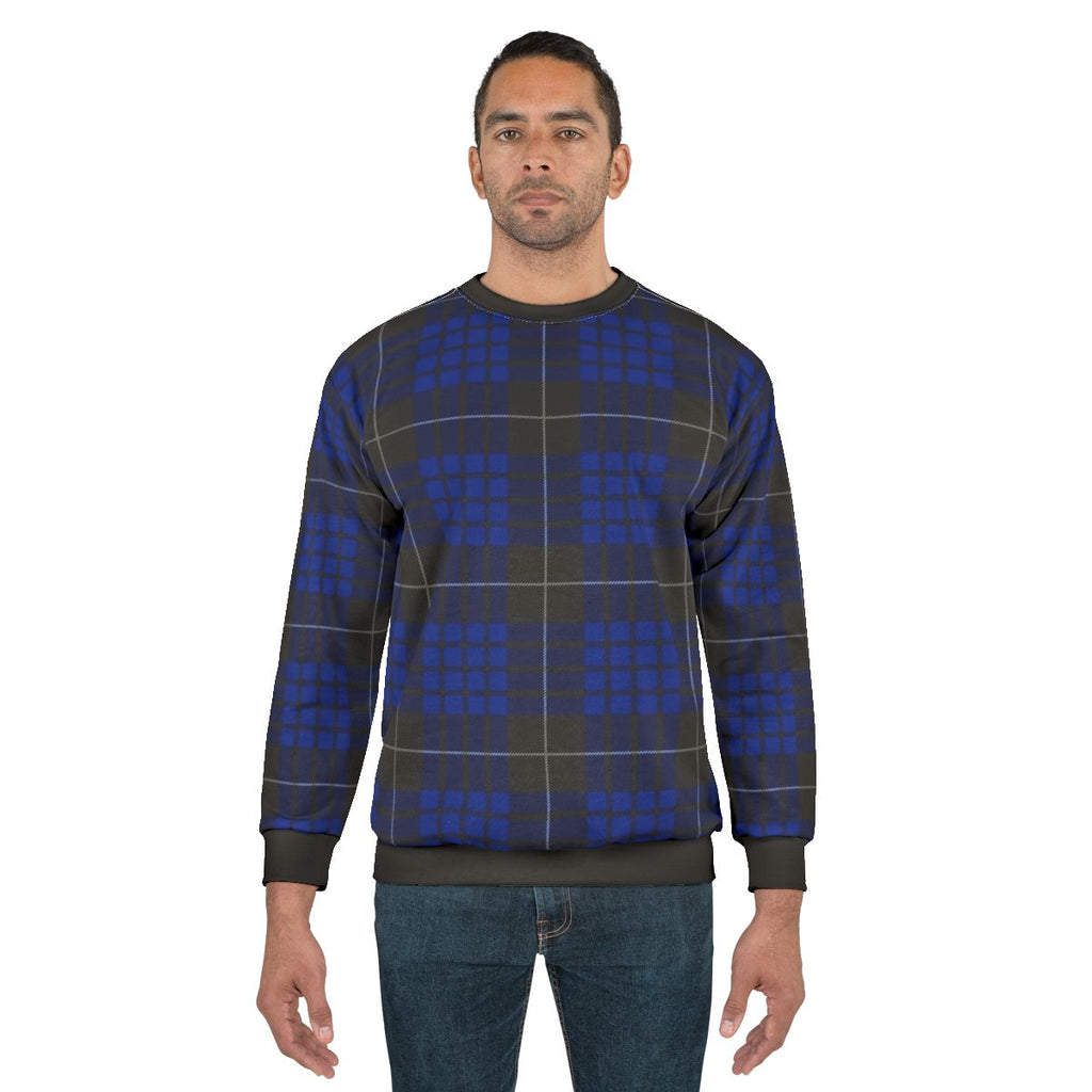 Plaid and tartan pattern sweatshirt with Scottish clan design