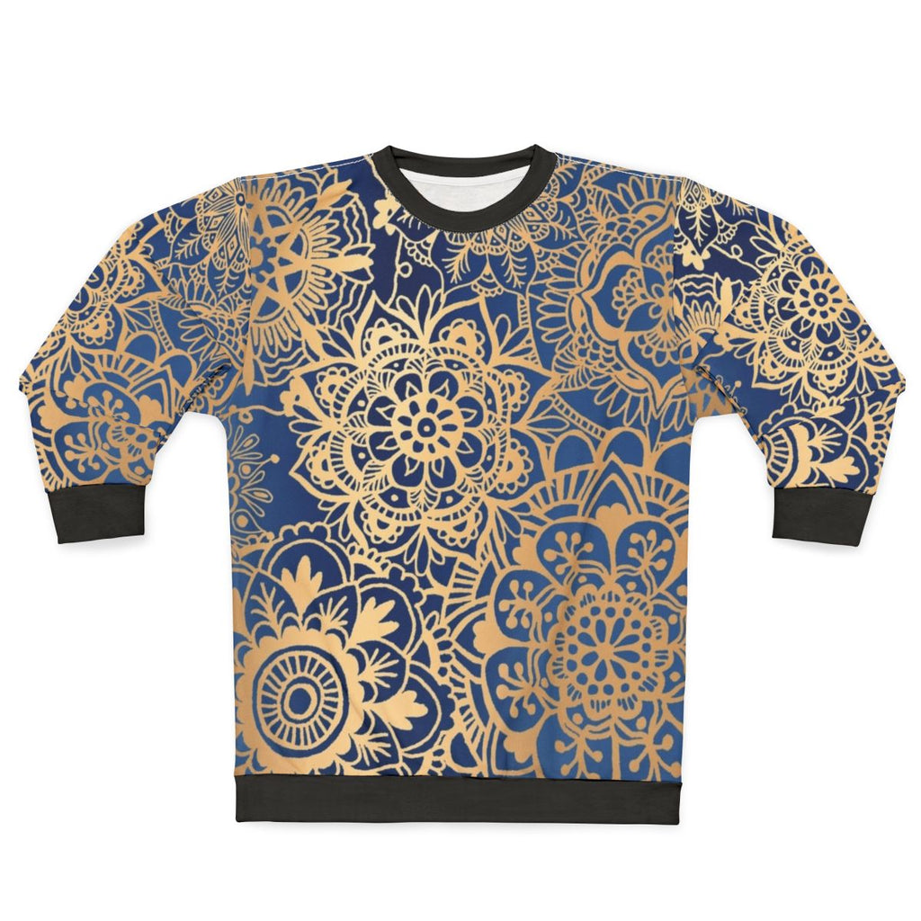 Blue and gold mandala pattern sweatshirt