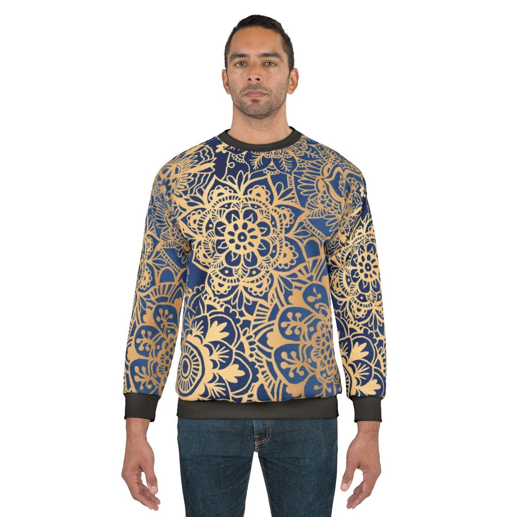 Blue and gold mandala pattern sweatshirt