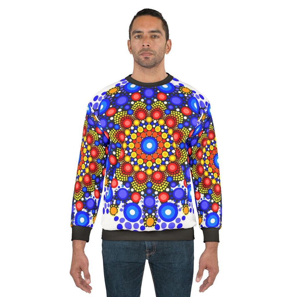 Blue and orange circles pattern sweatshirt