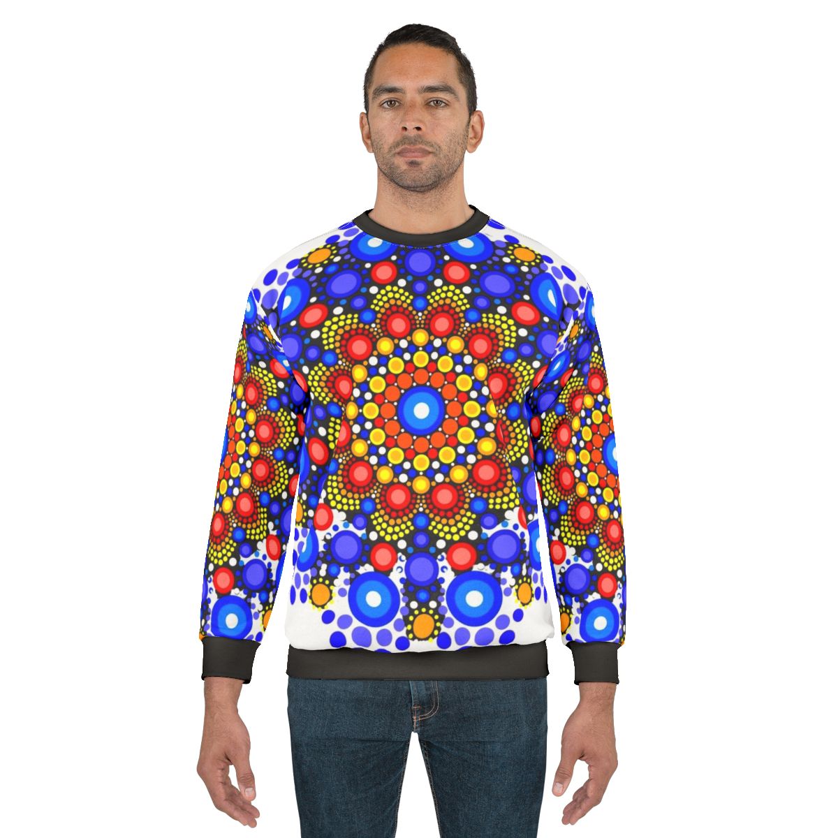 Blue and orange circles pattern sweatshirt