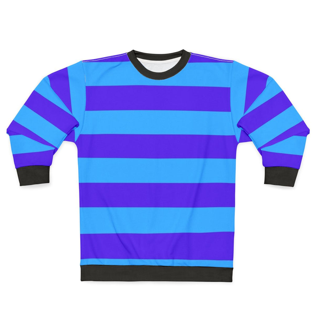 Blue and purple striped sweatshirt