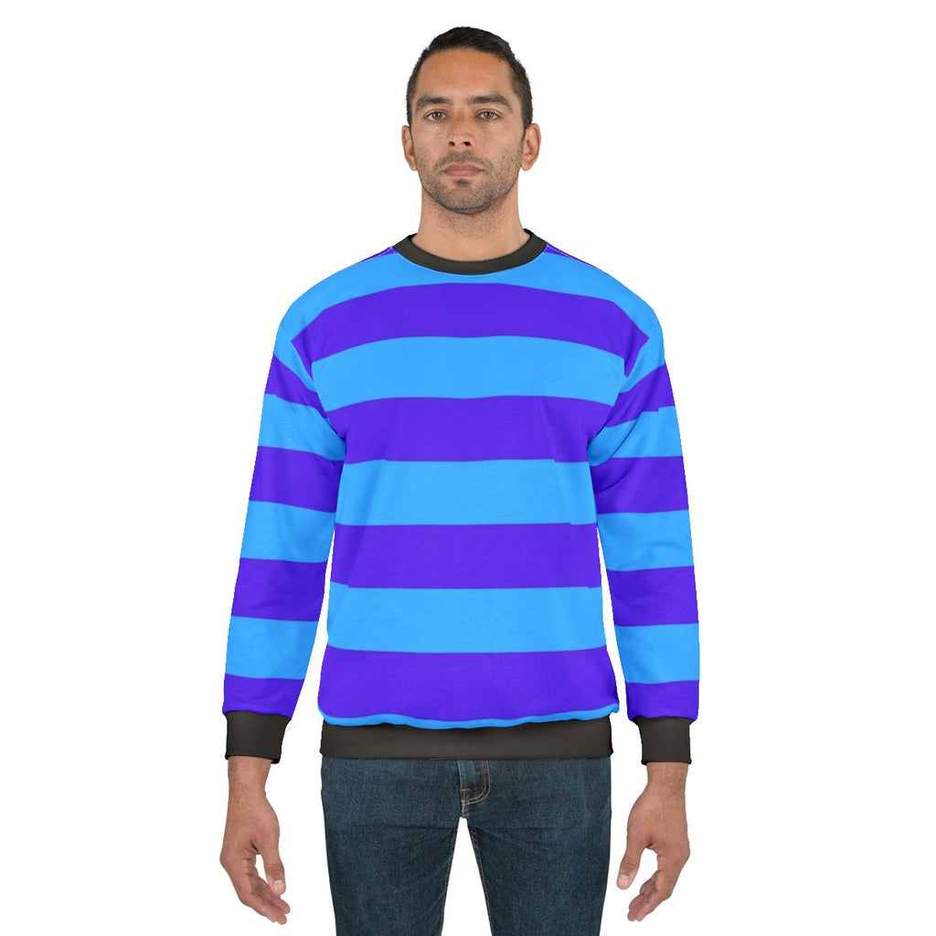 Blue and purple striped sweatshirt