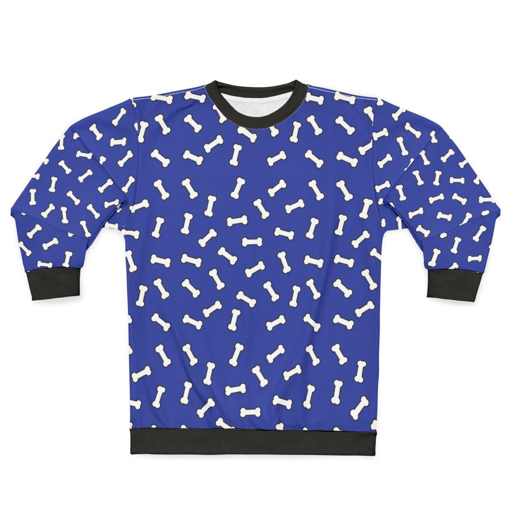 Blue and White Cartoon Dog Bone Pattern Sweatshirt