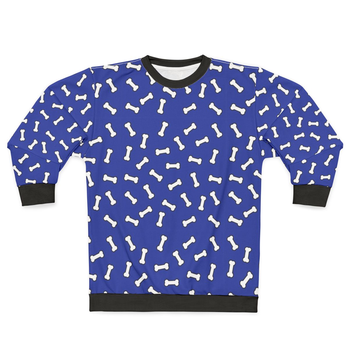 Blue and White Cartoon Dog Bone Pattern Sweatshirt