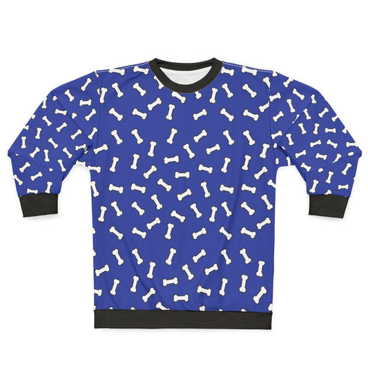 Blue and White Cartoon Dog Bone Pattern Sweatshirt
