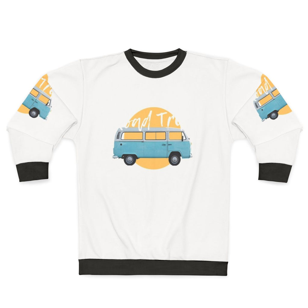 Blue and yellow sweatshirt for travel, lifestyle, and hobbies
