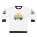 Blue and yellow sweatshirt for travel, lifestyle, and hobbies
