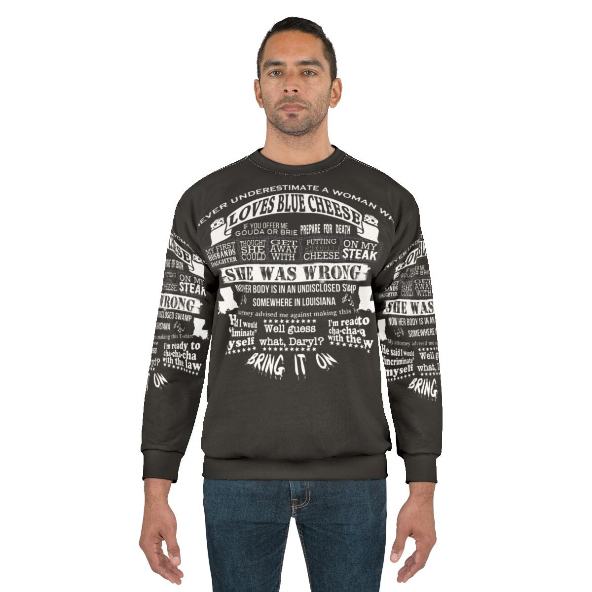 Blue cheese lover parody sweatshirt